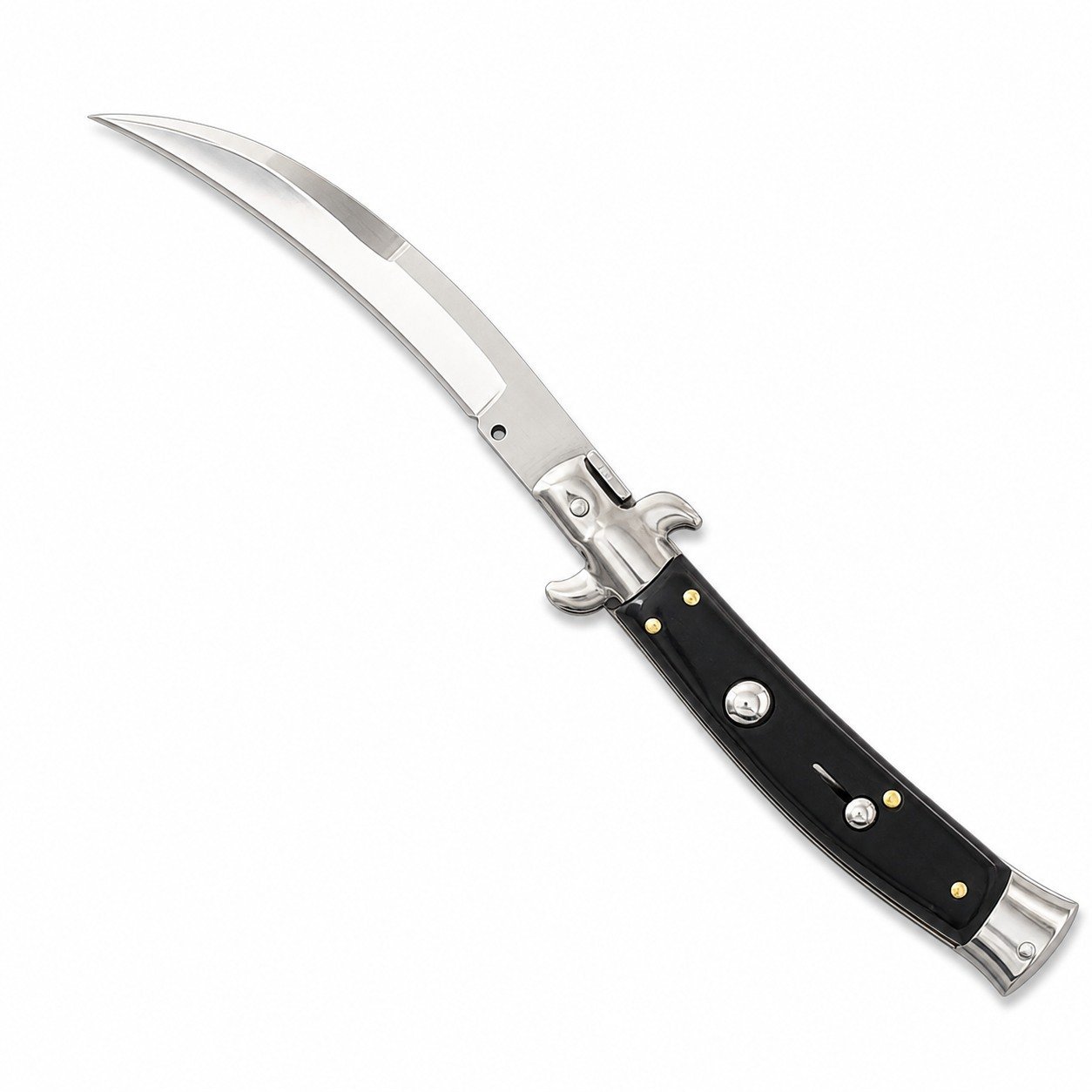 9 Inch Italian Stiletto Knife – Scimitar Blade Switchblade