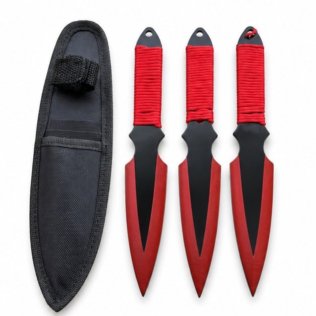 Practice Throwing Knife Set YF122 – 3-Piece, Red accent